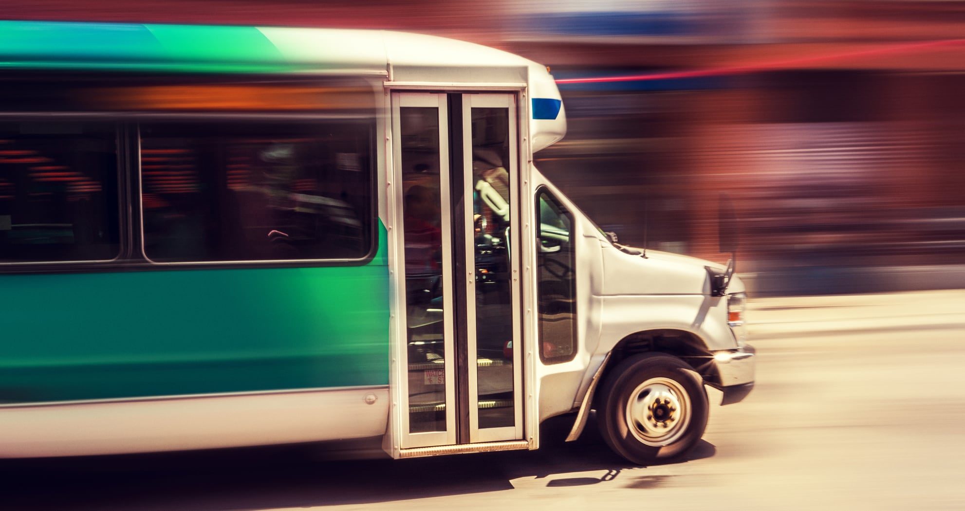 Passenger shuttle on the road